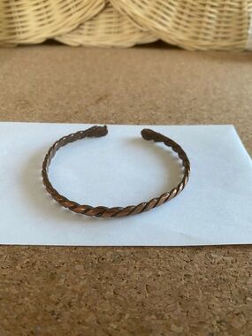 Twisted Copper Open Cuff Bracelet - Rustic Brown